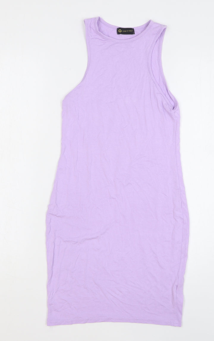 I SAW IT FIRST Womens Pink Viscose Tank Dress Size 6 Round Neck Pullover