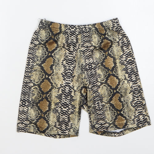 SheIn Womens Multicoloured Animal Print Polyester Compression Shorts Size XS L7 in Regular - Snake Skin
