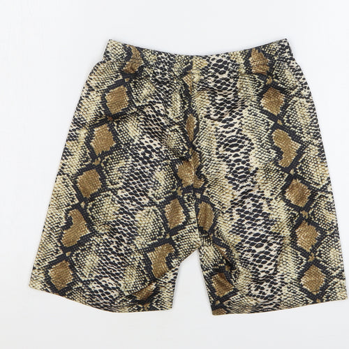 SheIn Womens Multicoloured Animal Print Polyester Compression Shorts Size XS L7 in Regular - Snake Skin