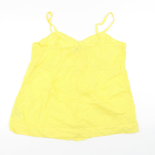New Look Womens Yellow Floral Cotton Basic Tank Size 18 Cowl Neck