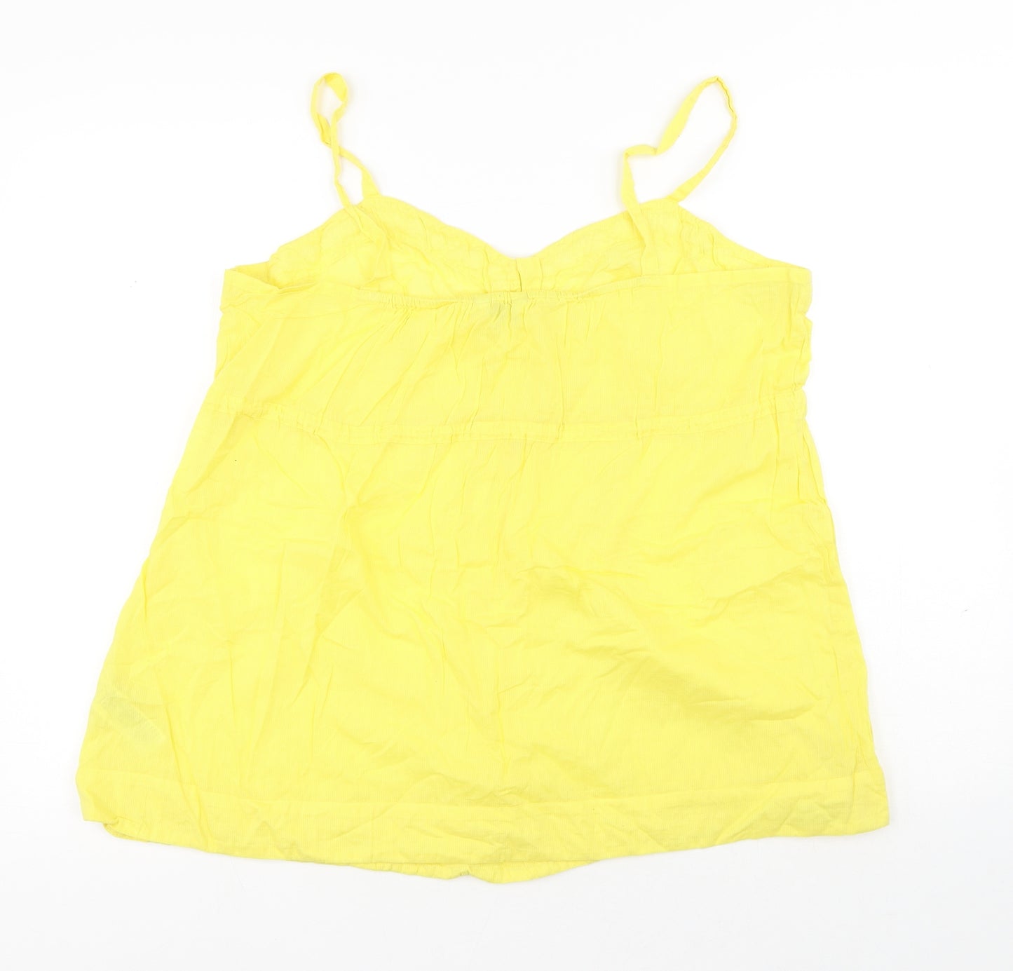New Look Womens Yellow Floral Cotton Basic Tank Size 18 Cowl Neck