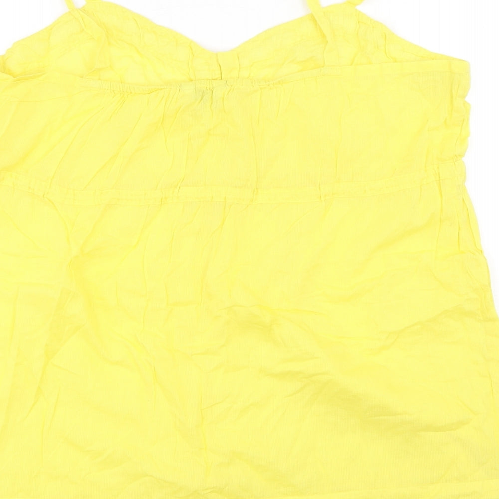 New Look Womens Yellow Floral Cotton Basic Tank Size 18 Cowl Neck