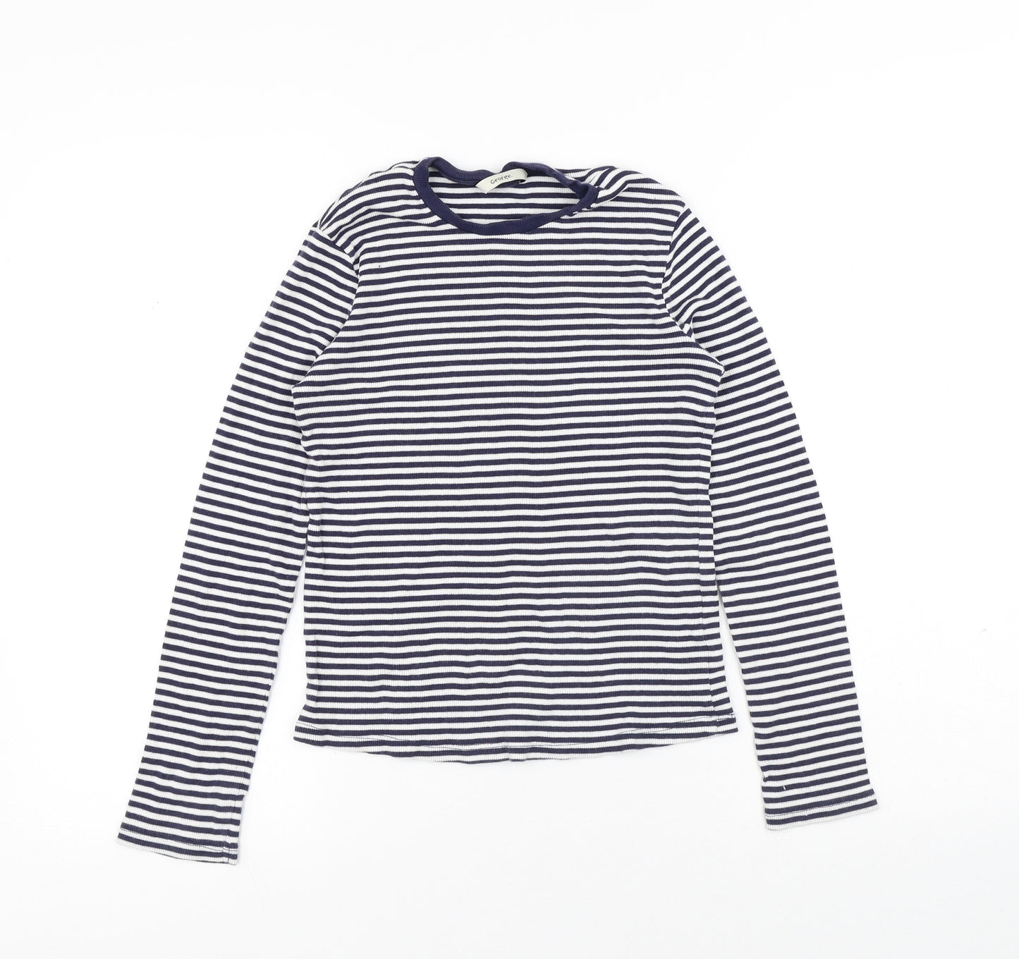George Girls Multicoloured Striped Cotton Pullover T-Shirt Size 13-14 Years Round Neck