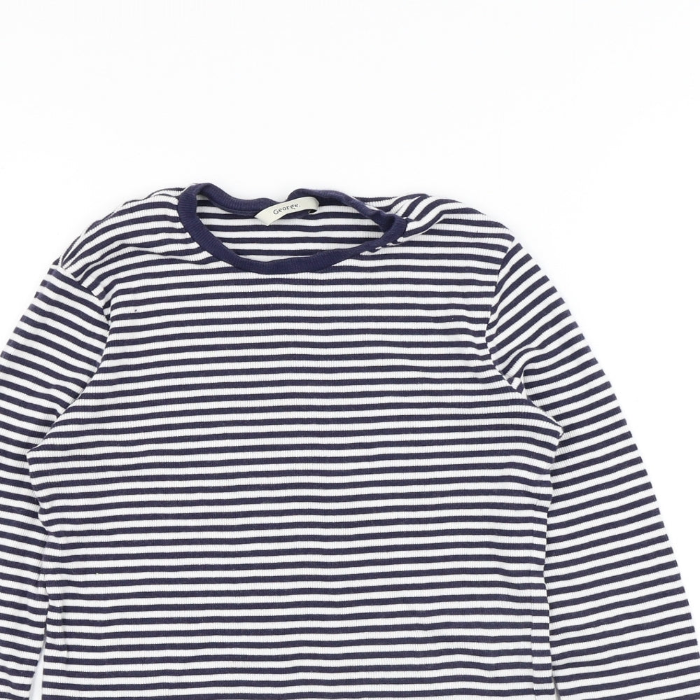 George Girls Multicoloured Striped Cotton Pullover T-Shirt Size 13-14 Years Round Neck