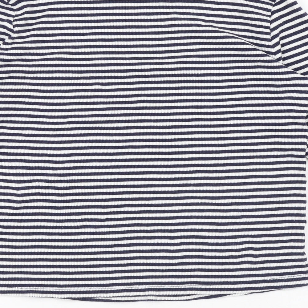 George Girls Multicoloured Striped Cotton Pullover T-Shirt Size 13-14 Years Round Neck