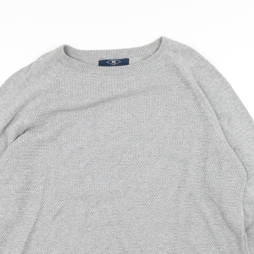 Holmes & Co Mens Grey Round Neck Cotton Pullover Jumper Size XL