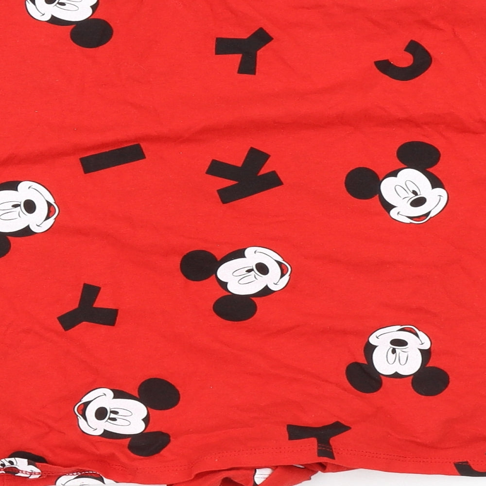 Disney Womens Red Geometric Cotton Basic T-Shirt Size 10 Round Neck - Mickey Mouse