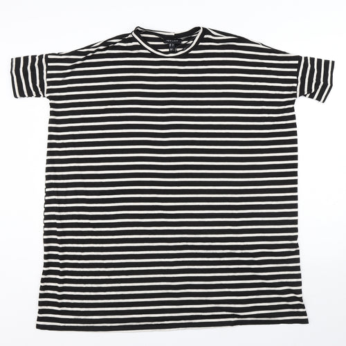 New Look Womens Multicoloured Striped Viscose T-Shirt Dress Size 8 Round Neck