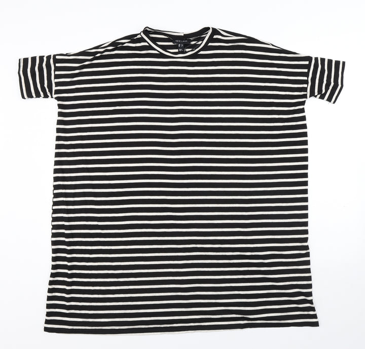 New Look Womens Multicoloured Striped Viscose T-Shirt Dress Size 8 Round Neck