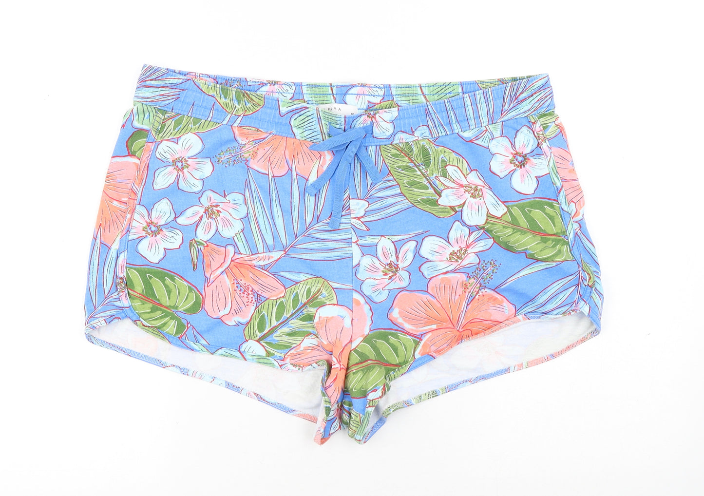 Papaya Womens Multicoloured Floral Cotton Sweat Shorts Size 16 Regular Drawstring - Flowers