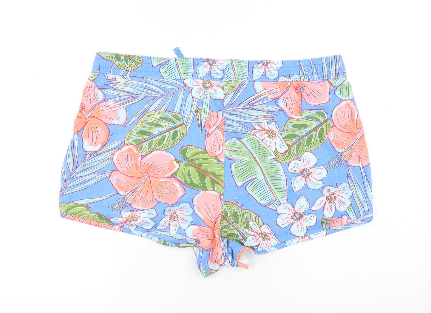 Papaya Womens Multicoloured Floral Cotton Sweat Shorts Size 16 Regular Drawstring - Flowers