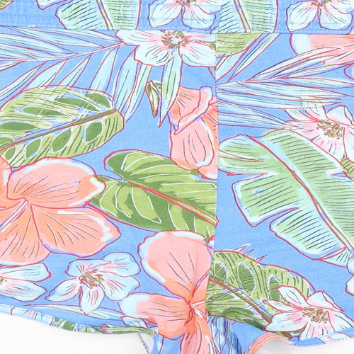 Papaya Womens Multicoloured Floral Cotton Sweat Shorts Size 16 Regular Drawstring - Flowers