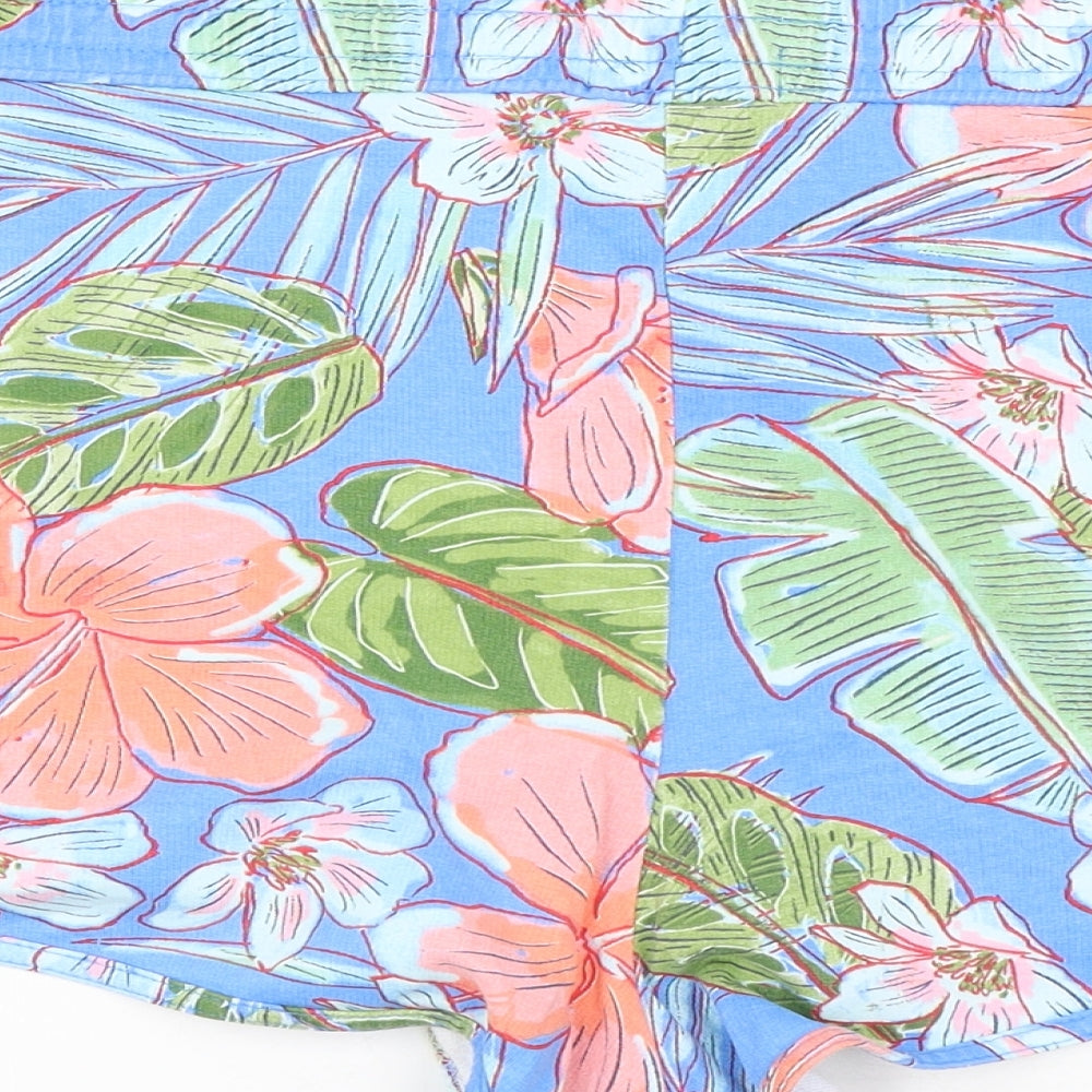 Papaya Womens Multicoloured Floral Cotton Sweat Shorts Size 16 Regular Drawstring - Flowers