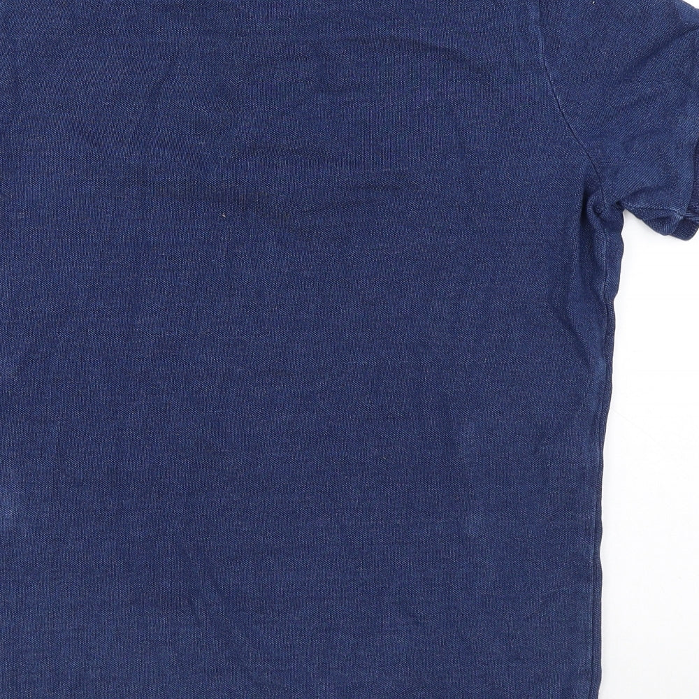 Superdry Mens Blue Cotton Polo Size L Collared Button
