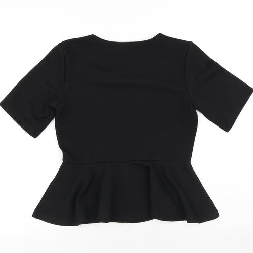 H&M Womens Black Polyester Basic Blouse Size S Round Neck