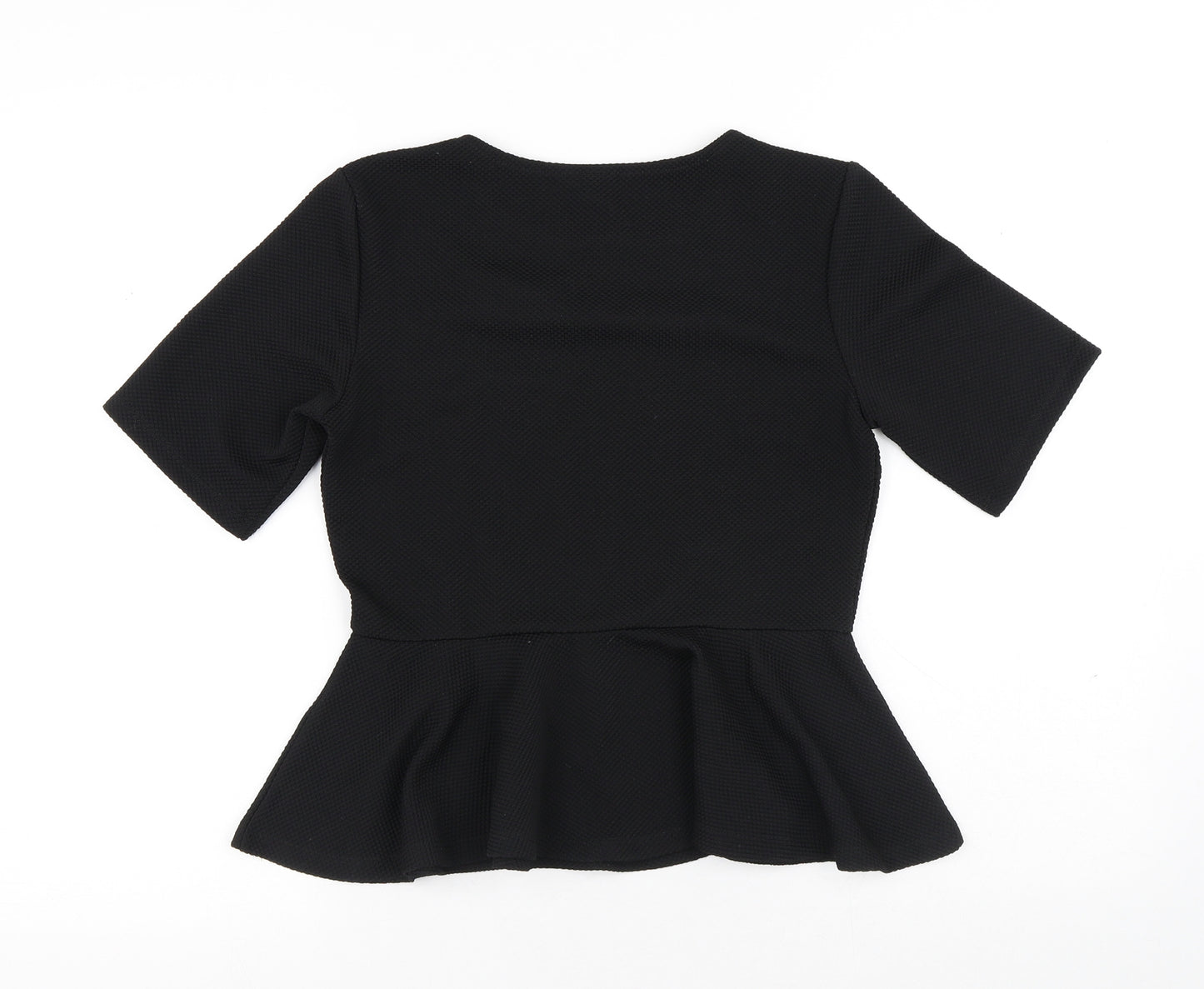 H&M Womens Black Polyester Basic Blouse Size S Round Neck