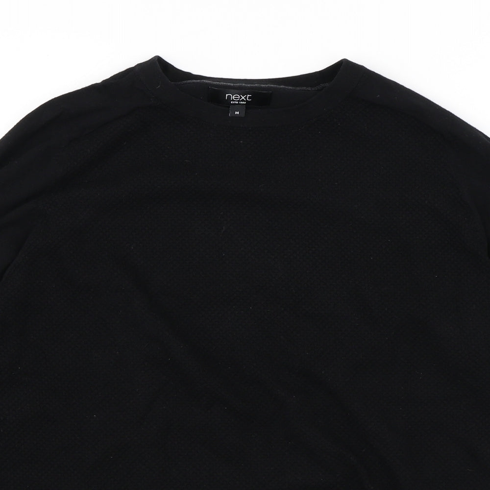 NEXT Mens Black Round Neck Cotton Pullover Jumper Size M