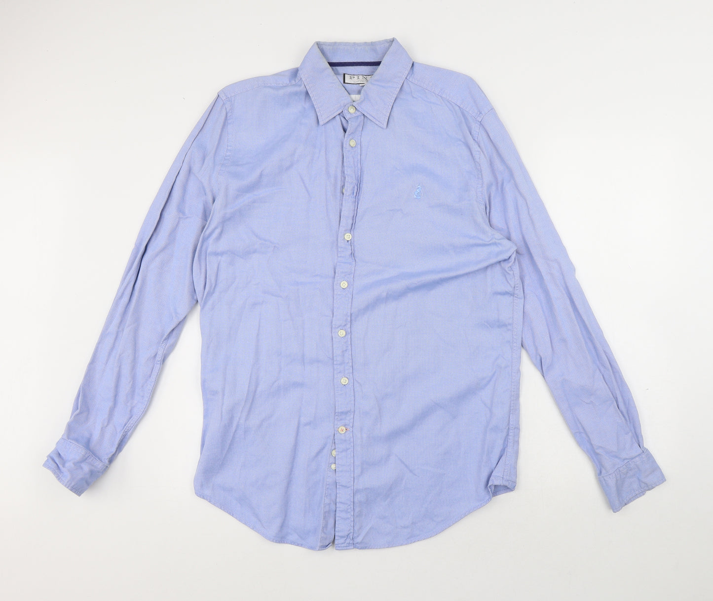 Thomas Pink Mens Blue Cotton Dress Shirt Size M Collared Button