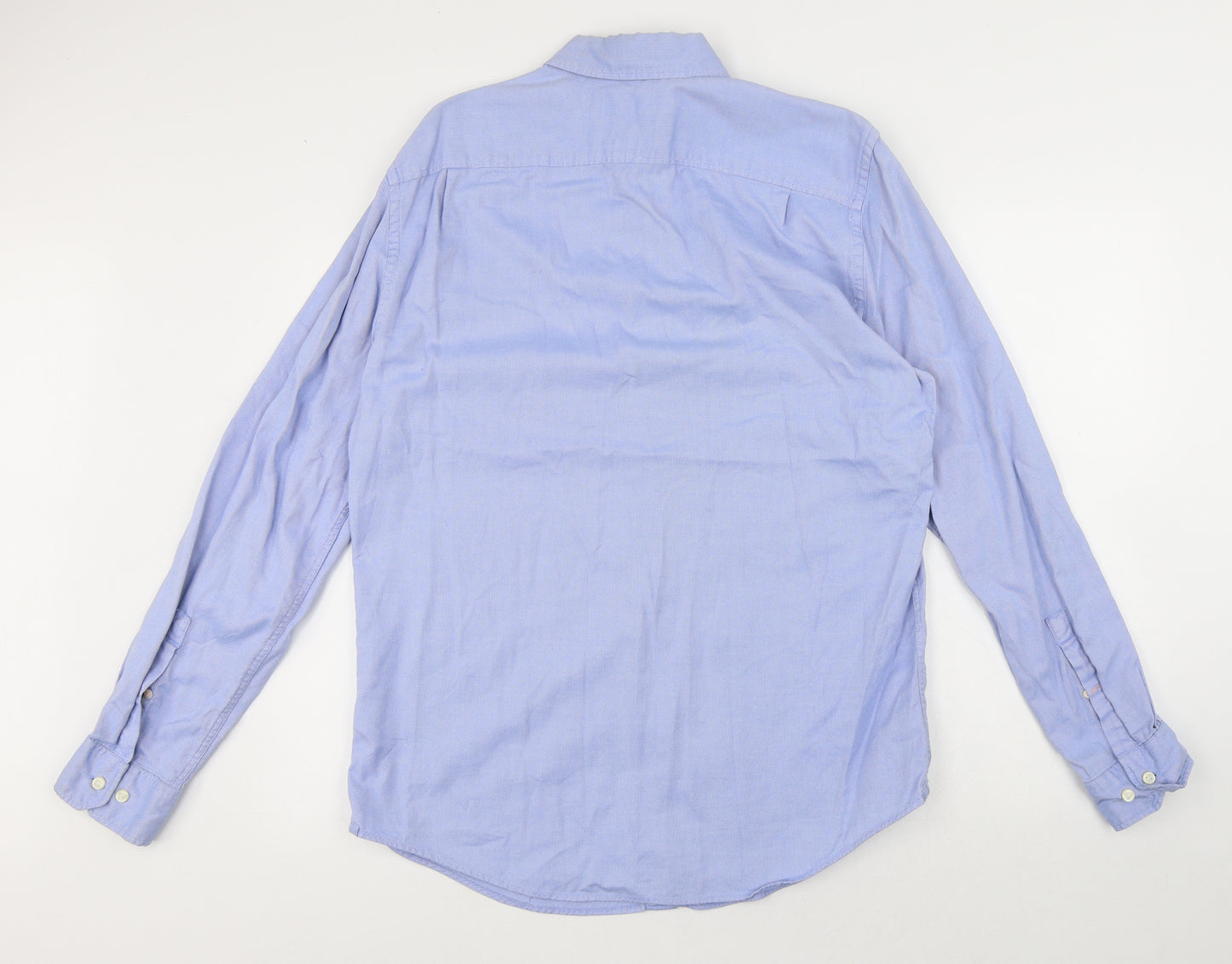 Thomas Pink Mens Blue Cotton Dress Shirt Size M Collared Button