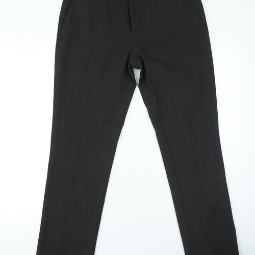 The Saville Row Mens Grey Polyester Trousers Size 34 in L27 in Regular Zip
