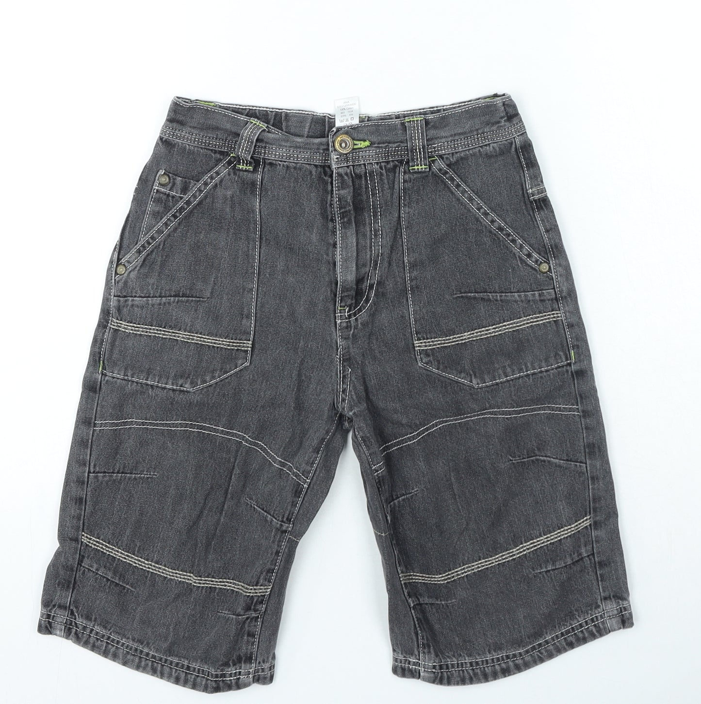 George Boys Grey Cotton Cropped Jeans Size 8-9 Years Regular Zip
