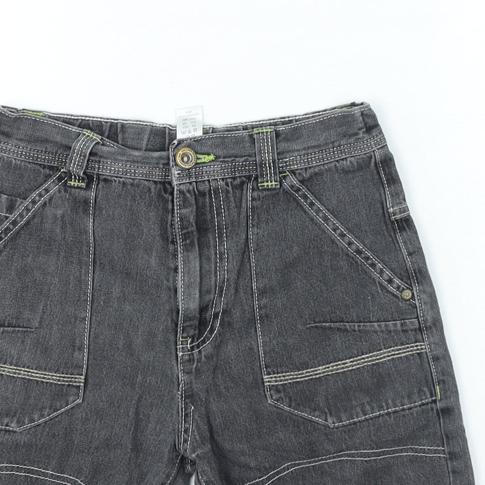 George Boys Grey Cotton Cropped Jeans Size 8-9 Years Regular Zip