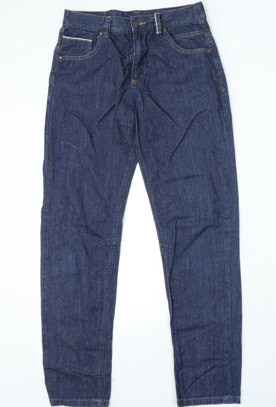 George Boys Blue Cotton Straight Jeans Size 13-14 Years Regular Zip