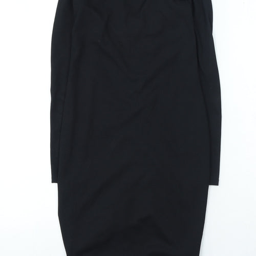 PRETTYLITTLETHING Womens Black Polyester Bodycon Size 12 Sweetheart Pullover