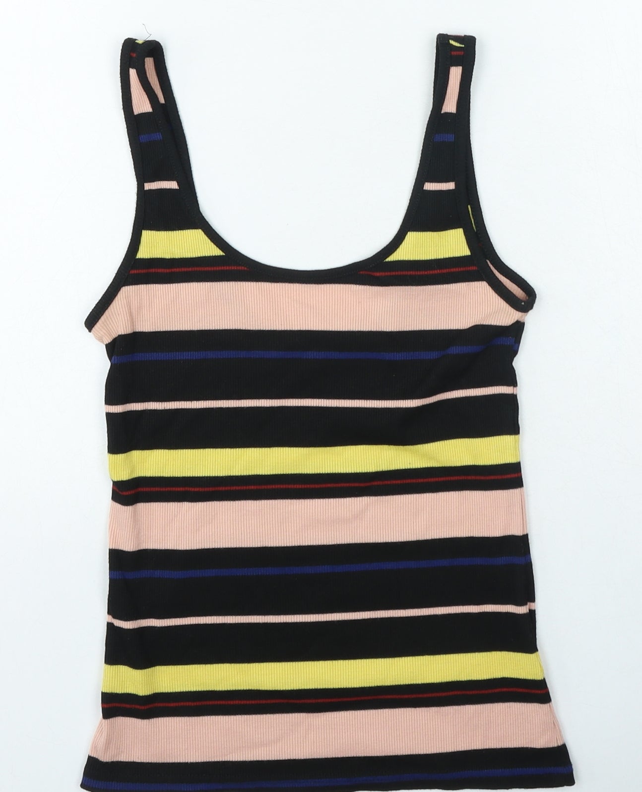 New Look Womens Multicoloured Striped Polyester Basic Tank Size 10 Round Neck