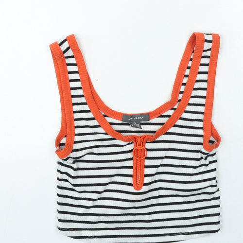 Primark Womens Multicoloured Striped Polyester Basic Tank Size S Round Neck