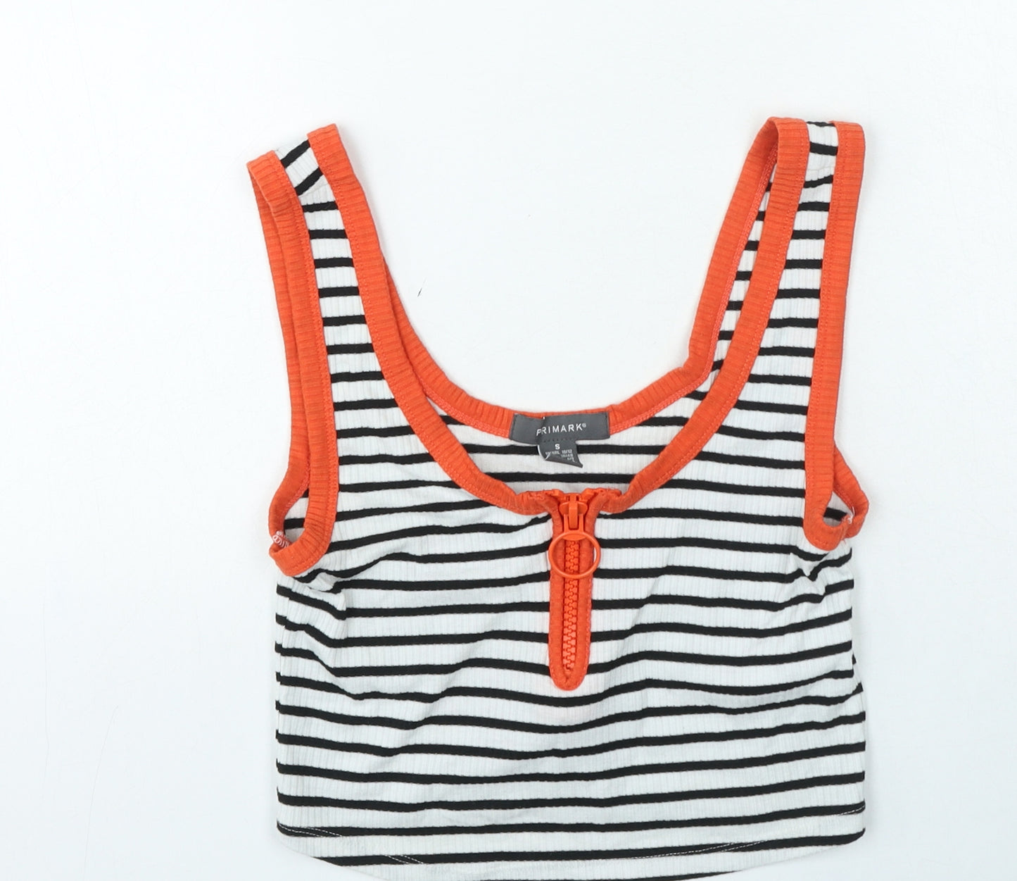 Primark Womens Multicoloured Striped Polyester Basic Tank Size S Round Neck