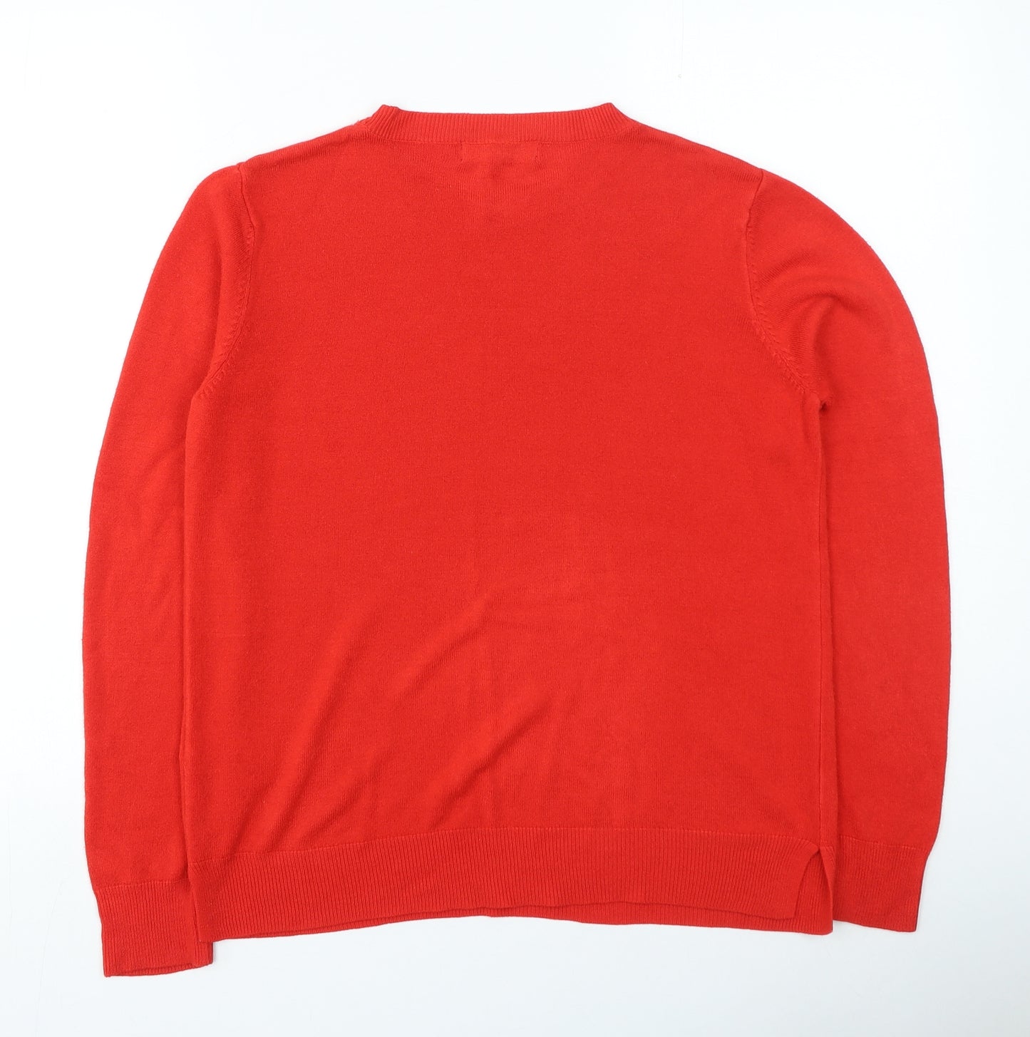 Marks and Spencer Womens Red Round Neck Acrylic Pullover Jumper Size 14