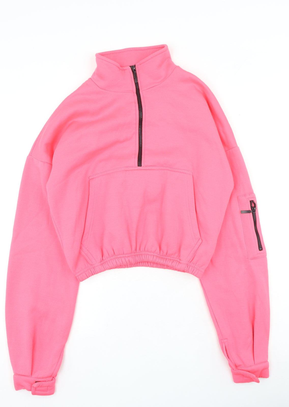 PRETTYLITTLETHING Womens Pink Polyester Pullover Sweatshirt Size S Zip