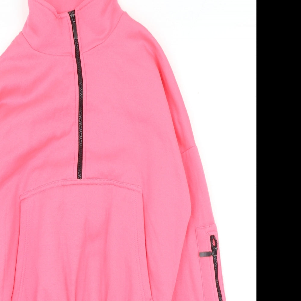 PRETTYLITTLETHING Womens Pink Polyester Pullover Sweatshirt Size S Zip