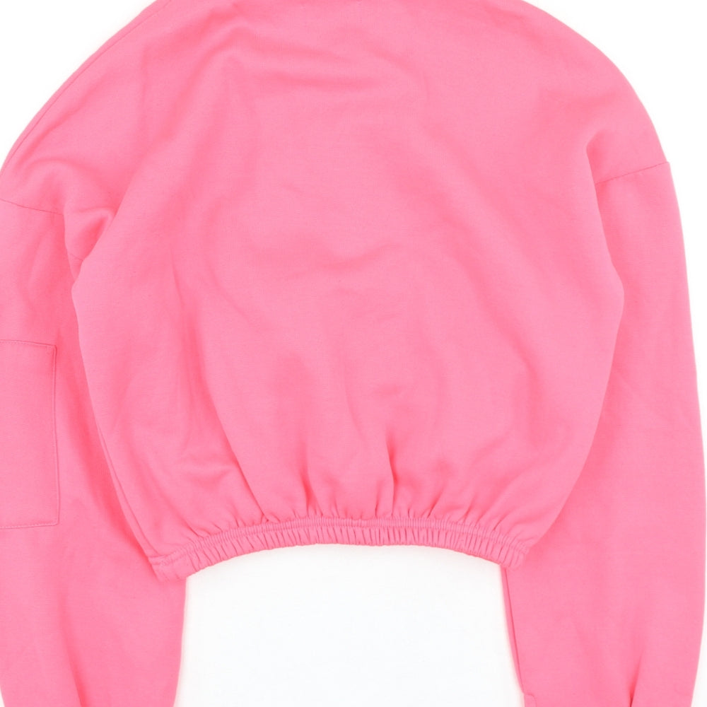 PRETTYLITTLETHING Womens Pink Polyester Pullover Sweatshirt Size S Zip