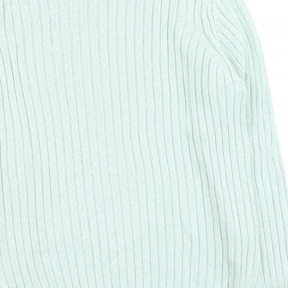Marks and Spencer Womens Green Round Neck Polyester Pullover Jumper Size 14