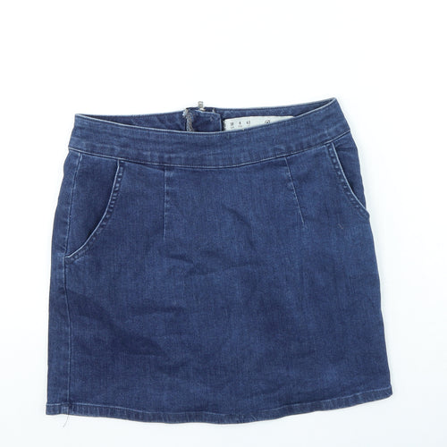 Denim & Co. Womens Blue Cotton Straight & Pencil Skirt Size 10 Zip