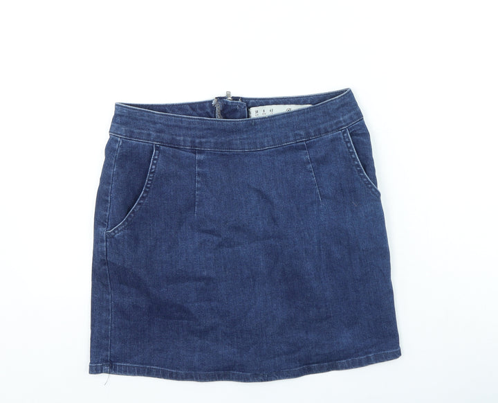 Denim & Co. Womens Blue Cotton Straight & Pencil Skirt Size 10 Zip
