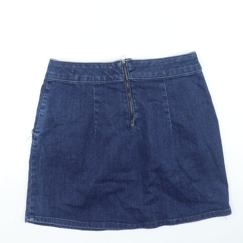 Denim & Co. Womens Blue Cotton Straight & Pencil Skirt Size 10 Zip