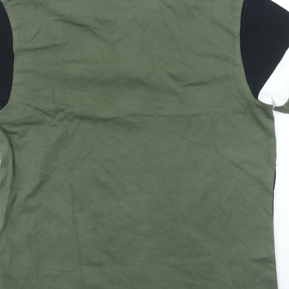 George Boys Green Cotton Basic Casual Size 12-13 Years Round Neck Zip