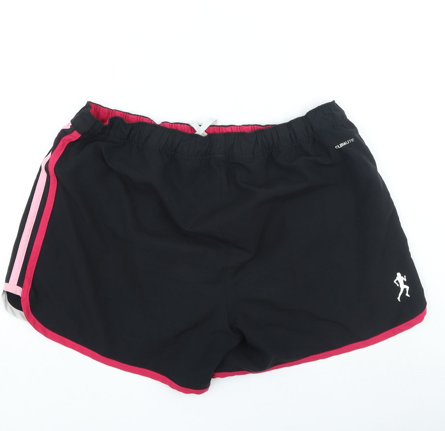 adidas Womens Black Polyester Sweat Shorts Size 12 L5 in Regular Drawstring