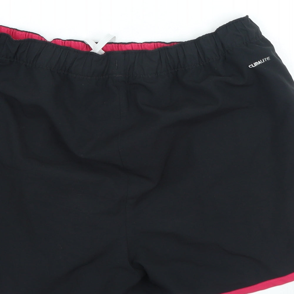 adidas Womens Black Polyester Sweat Shorts Size 12 L5 in Regular Drawstring