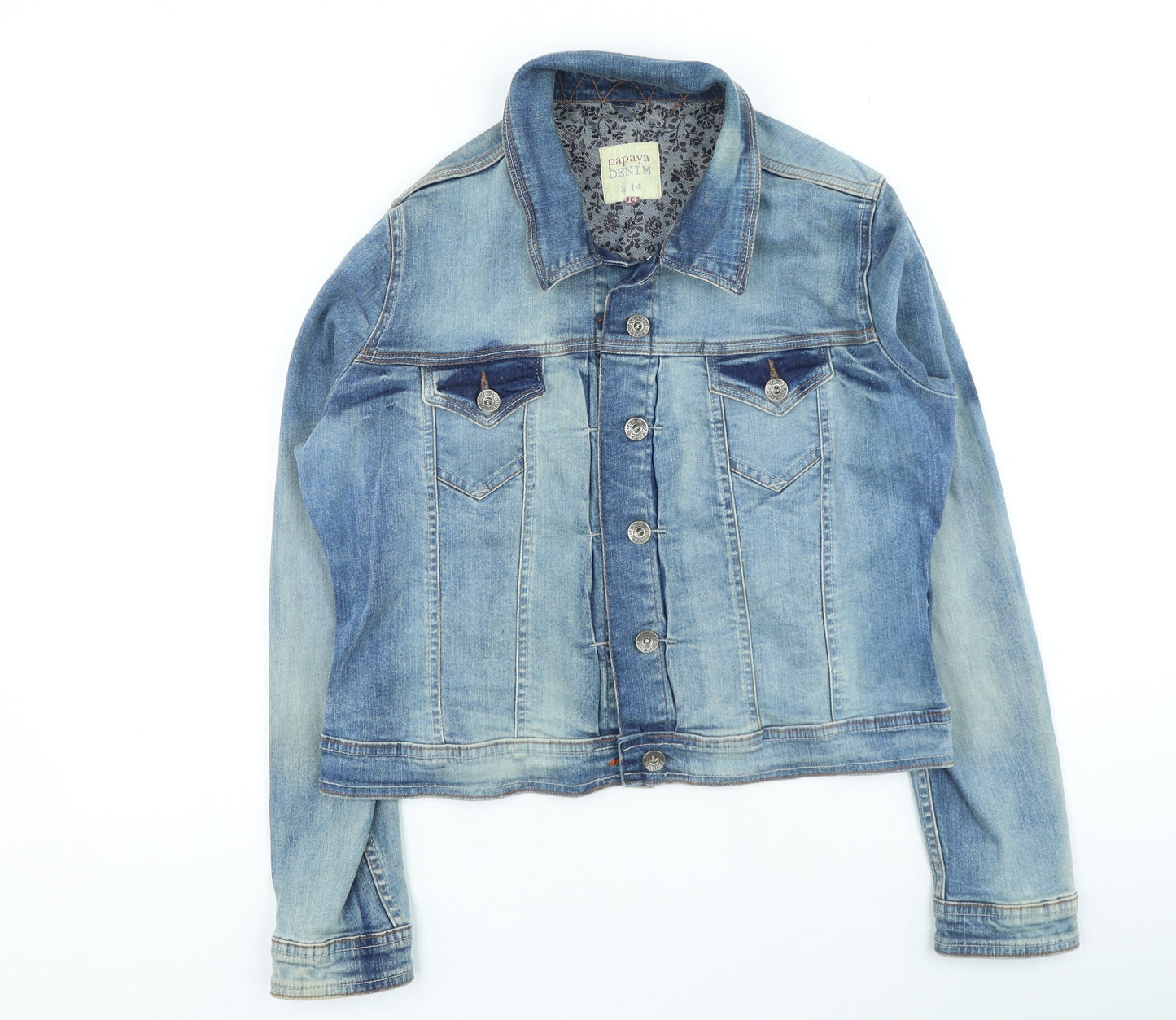 Papaya Womens Blue Jacket Size 14 Button