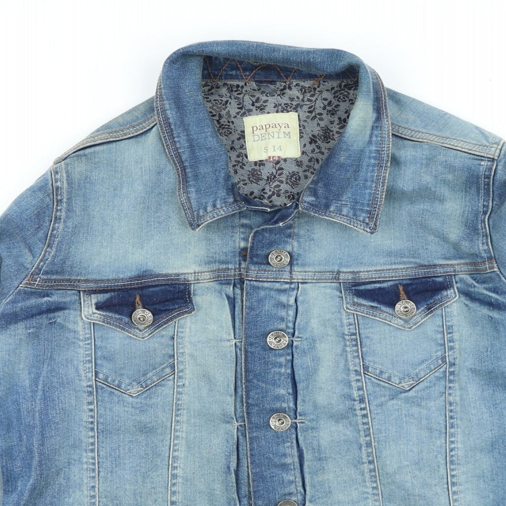 Papaya Womens Blue Jacket Size 14 Button