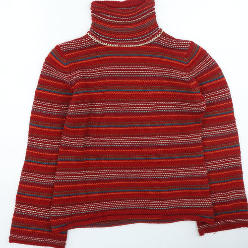 HIJKLM UVWXYZ Womens Multicoloured High Neck Striped Acrylic Pullover Jumper Size L