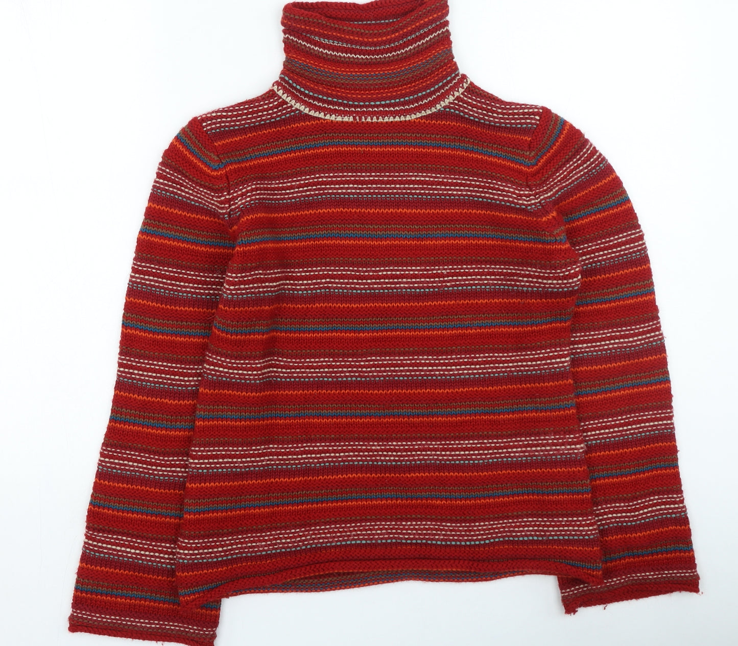 HIJKLM UVWXYZ Womens Multicoloured High Neck Striped Acrylic Pullover Jumper Size L
