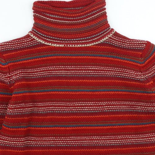 HIJKLM UVWXYZ Womens Multicoloured High Neck Striped Acrylic Pullover Jumper Size L