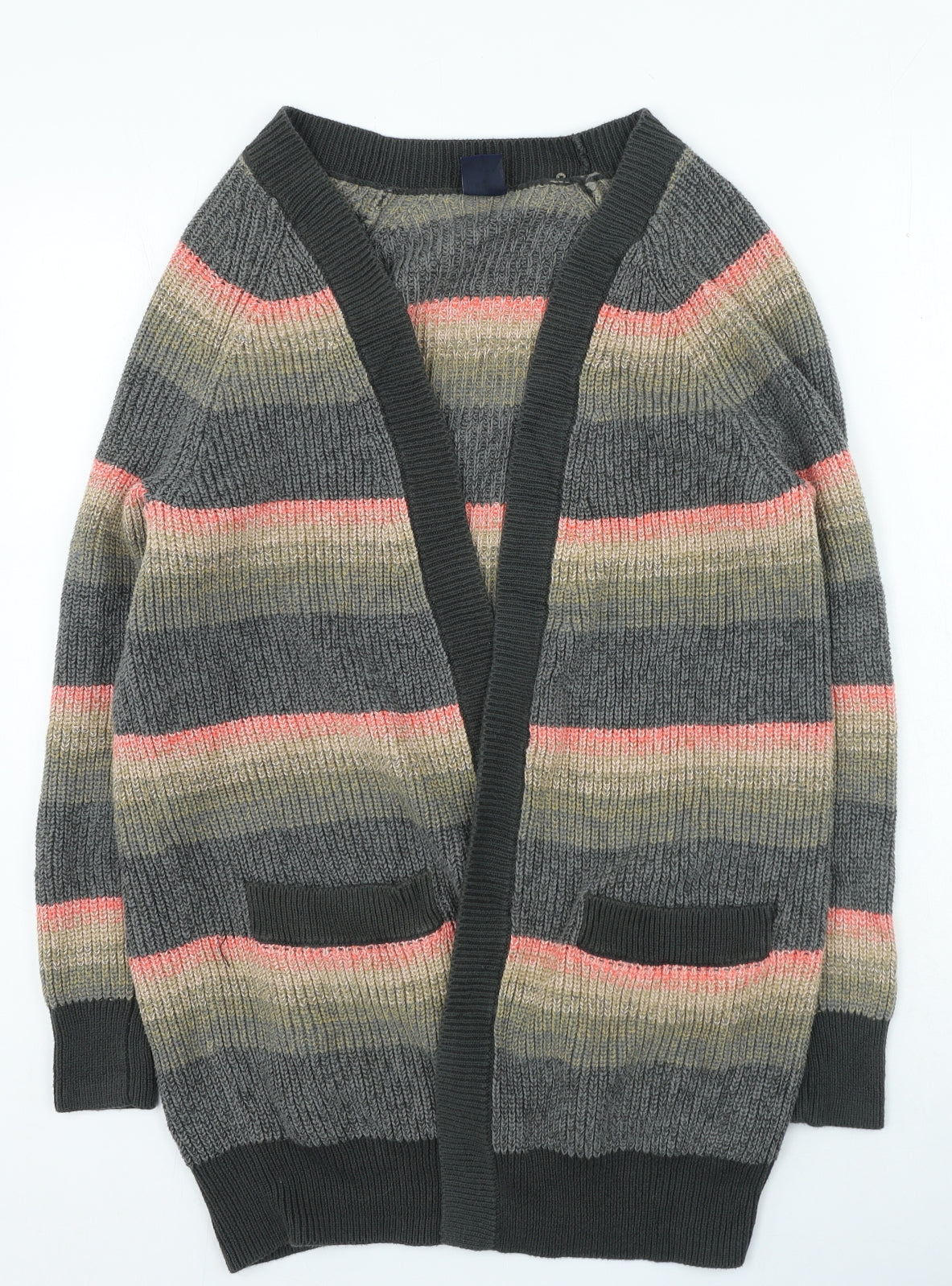 Gap Womens Multicoloured V-Neck Striped Cotton Cardigan Jumper Size S
