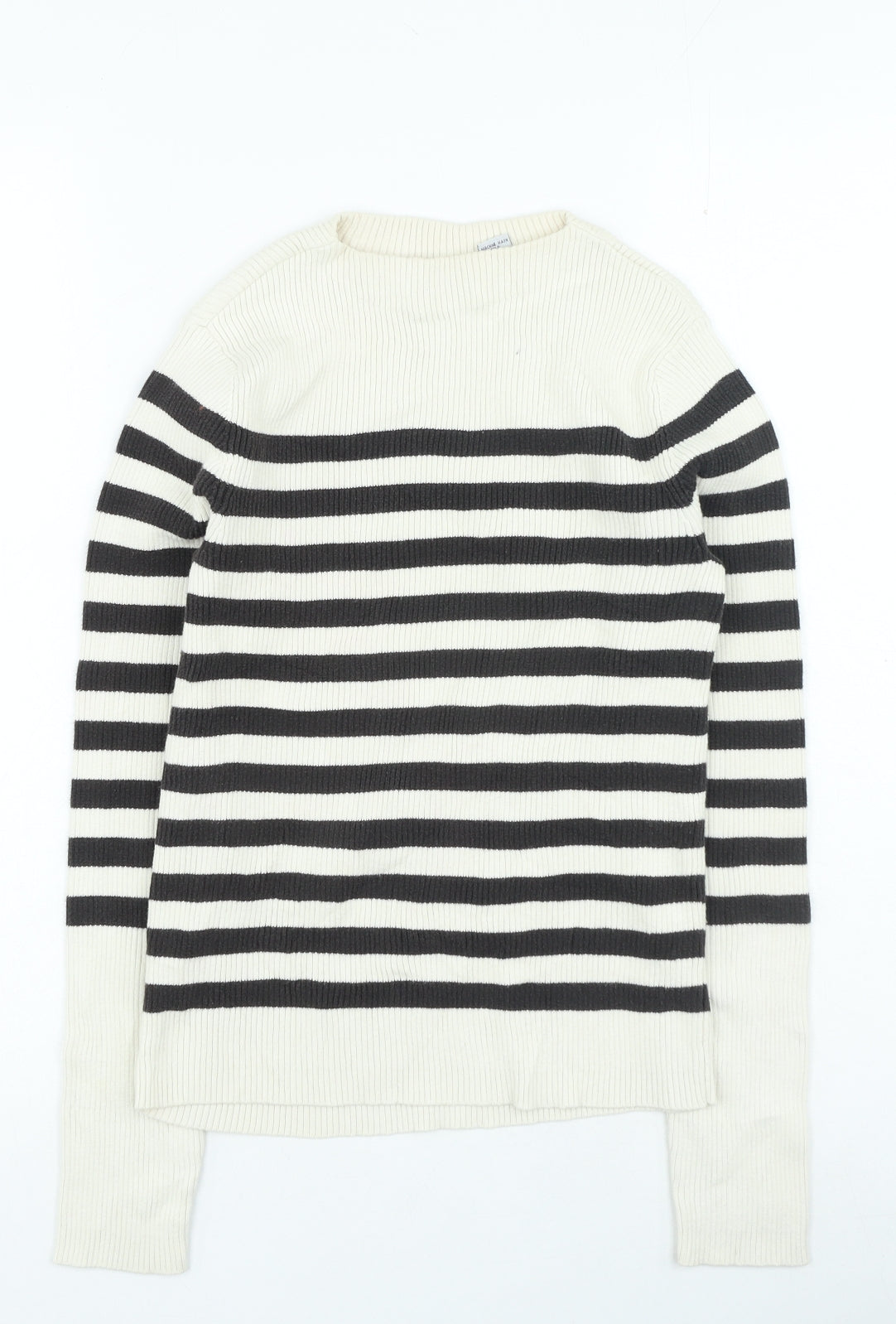 Old Navy Womens Ivory Round Neck Striped Cotton Pullover Jumper Size M