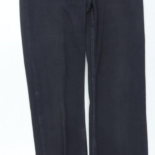 Marks and Spencer Womens Grey Cotton Straight Jeans Size 32 in L28 in Regular Zip